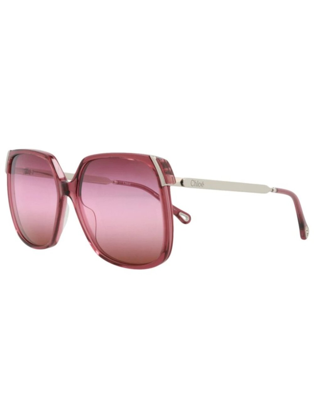 New Chloé Women's Sunglasses Square Rectangle Recycled Acetate Frame Burgundy